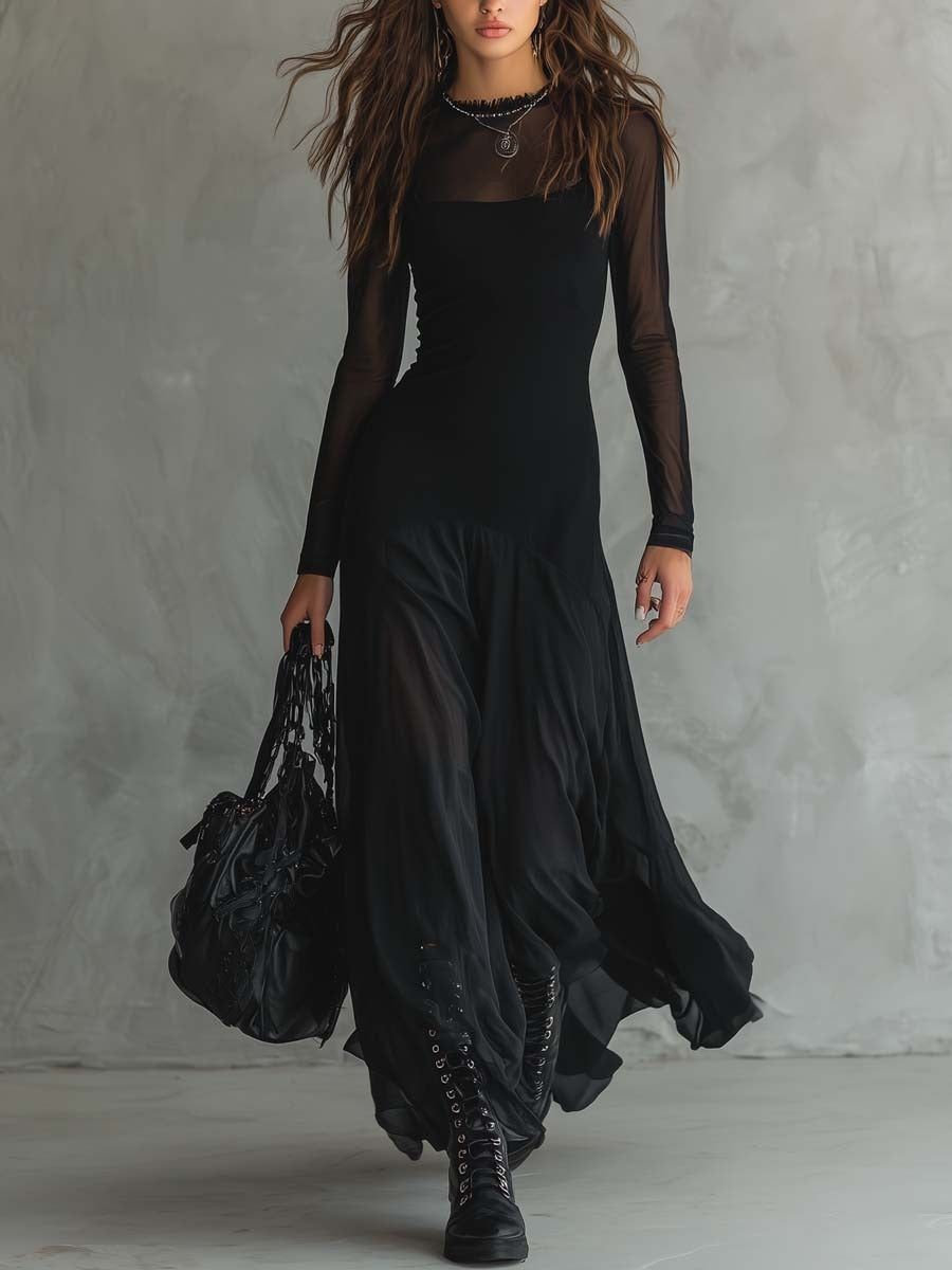 Yovanna | Sheer Sleeve Maxi Dress