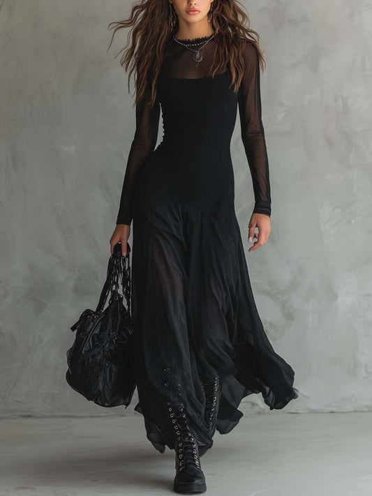Yovanna | Sheer Sleeve Maxi Dress
