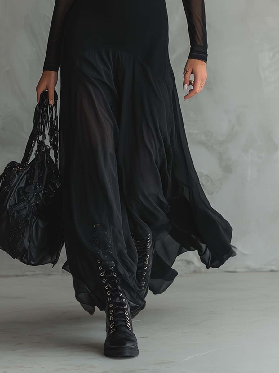 Yovanna | Sheer Sleeve Maxi Dress