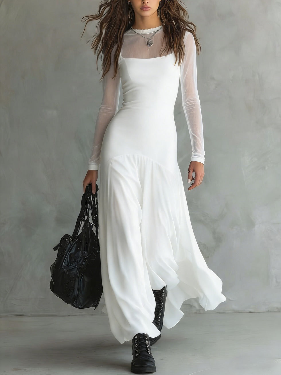Yovanna | Sheer Sleeve Maxi Dress