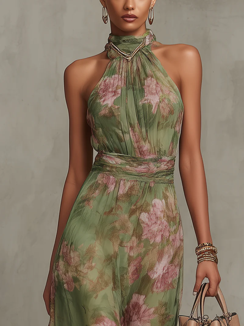 Livya | Floral Halterneck Maxi Dress