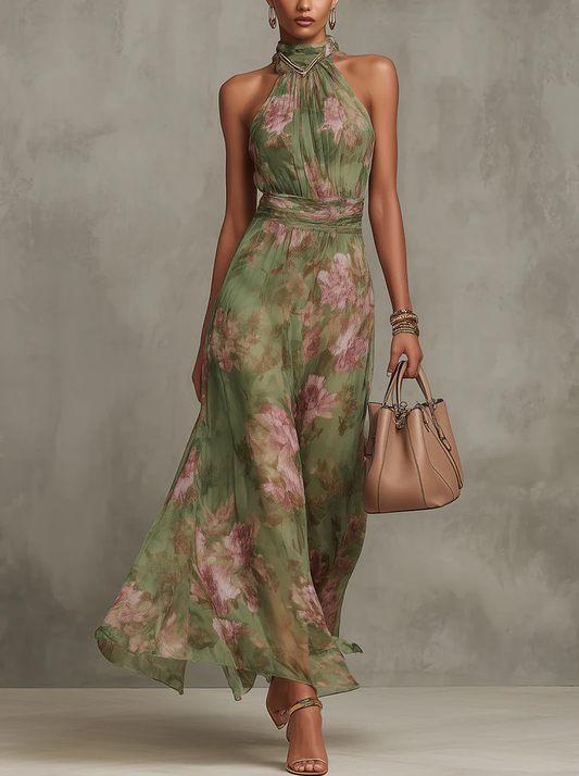 Livya | Floral Halterneck Maxi Dress