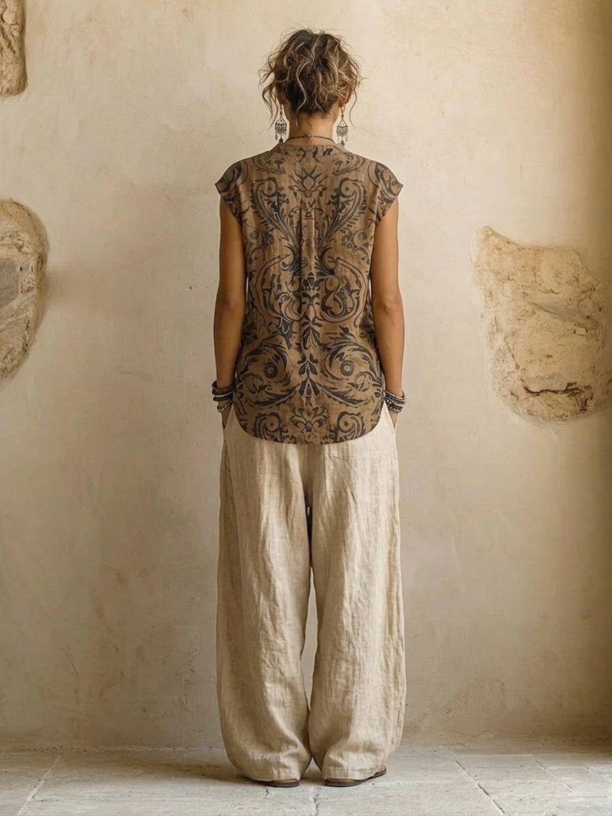 Ereka | Printed Three Piece Wide Leg Set