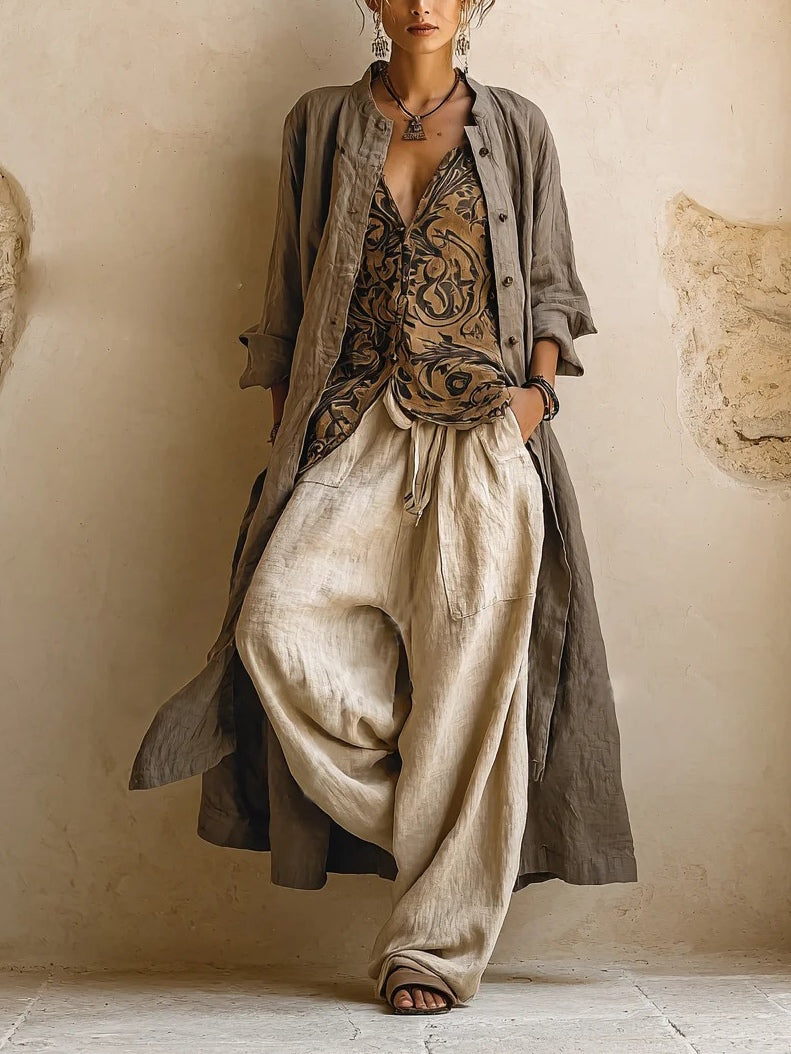 Ereka | Printed Three Piece Wide Leg Set