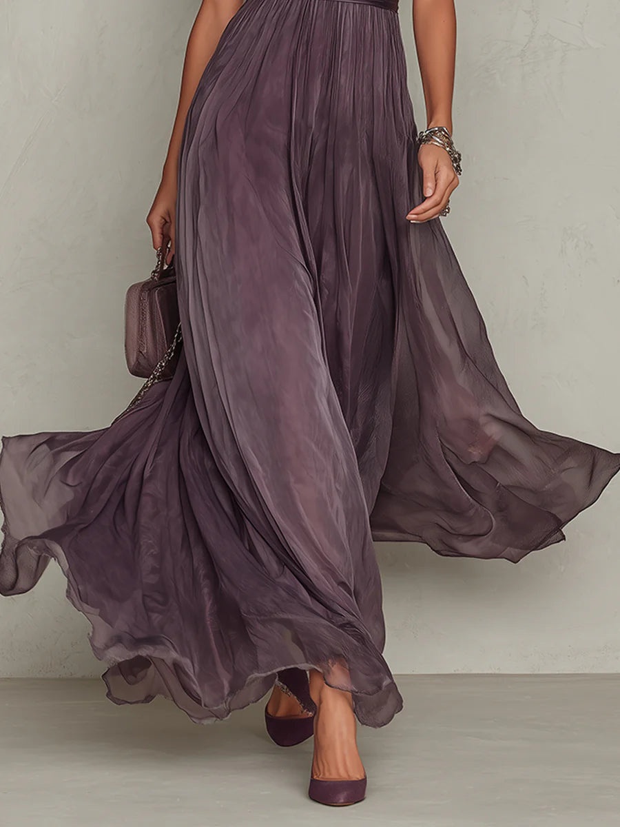 Cynthy | Short Sleeve Lace Trim Maxi Dress