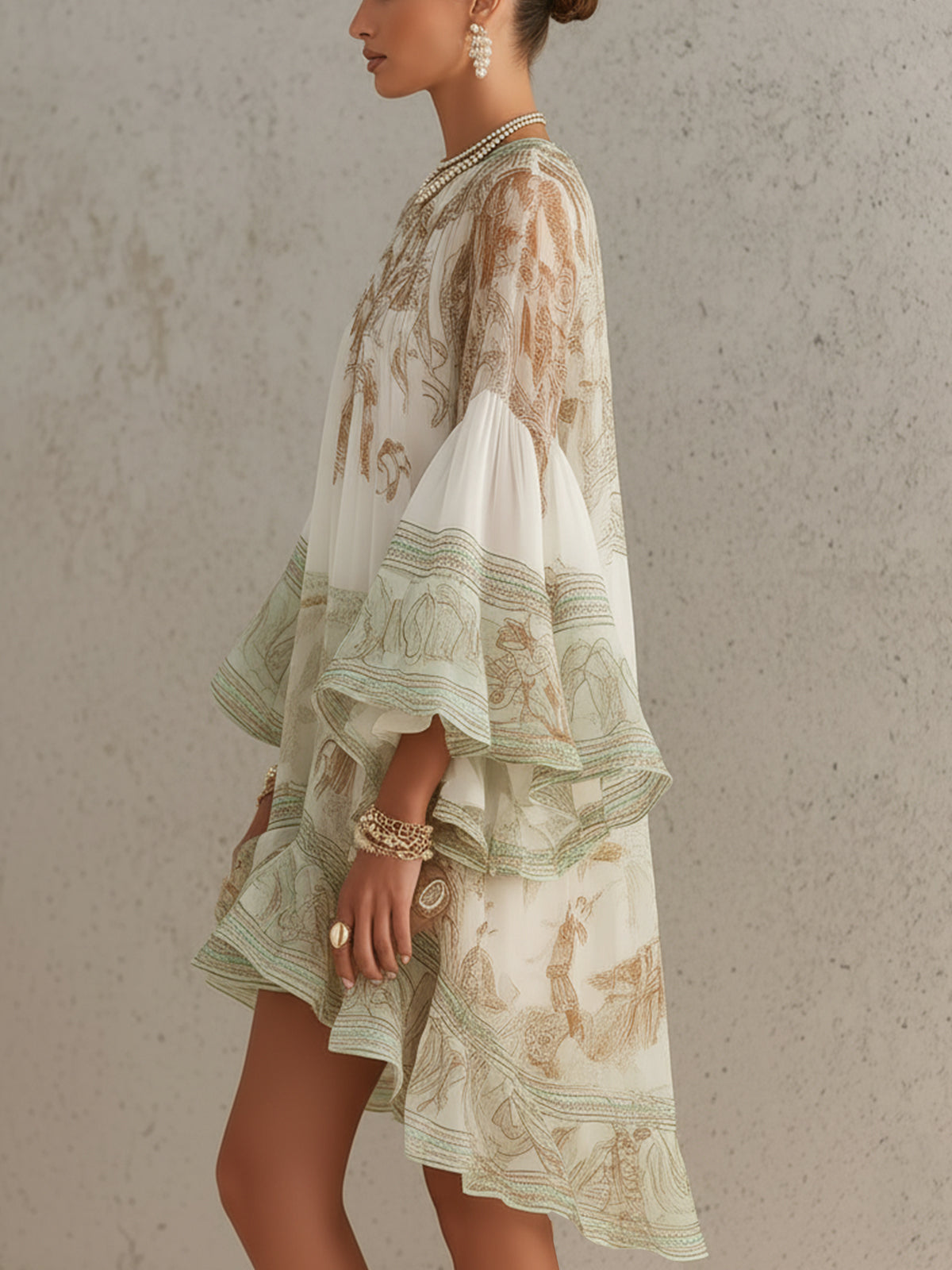 Reba | Floral Print High Neck Smock Dress