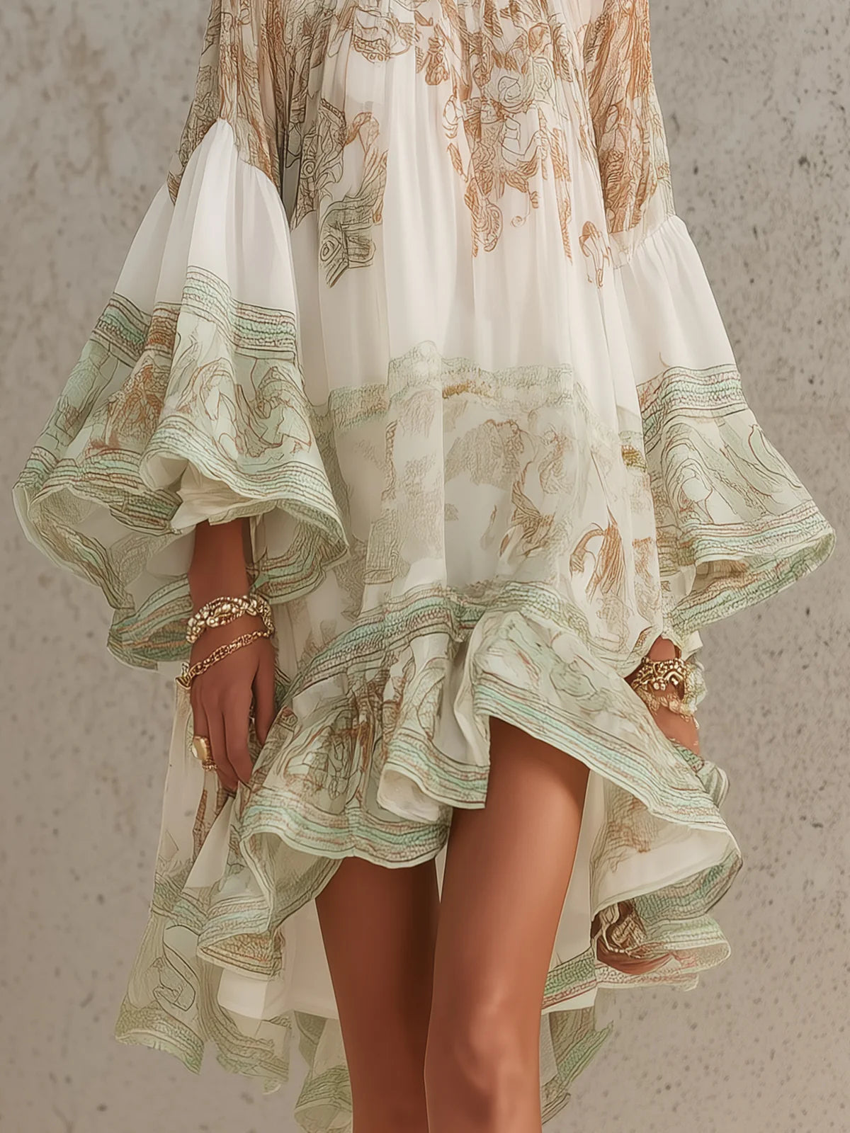 Reba | Floral Print High Neck Smock Dress