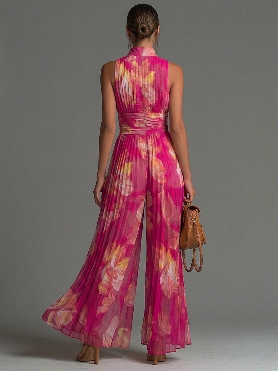 Sandria | Floral Halterneck Wide Leg Jumpsuit