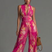 Sandria | Floral Halterneck Wide Leg Jumpsuit