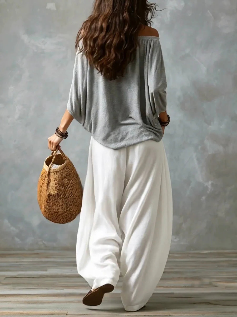 Joryna | Off-Shoulder Asymmetric Top Palazzo Trouser Set