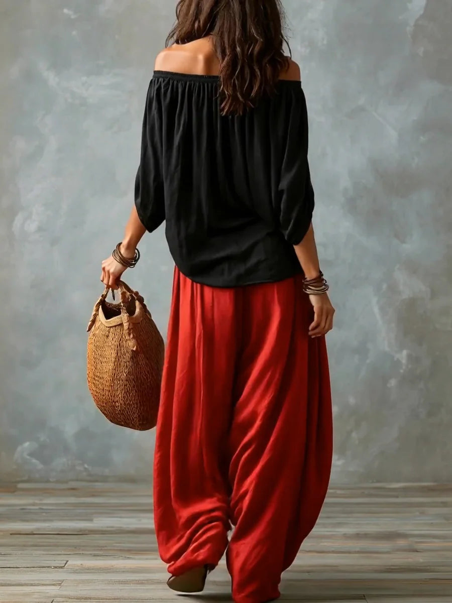 Joryna | Off-Shoulder Asymmetric Top Palazzo Trouser Set