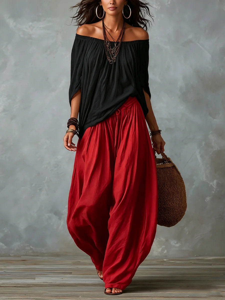 Joryna | Off-Shoulder Asymmetric Top Palazzo Trouser Set