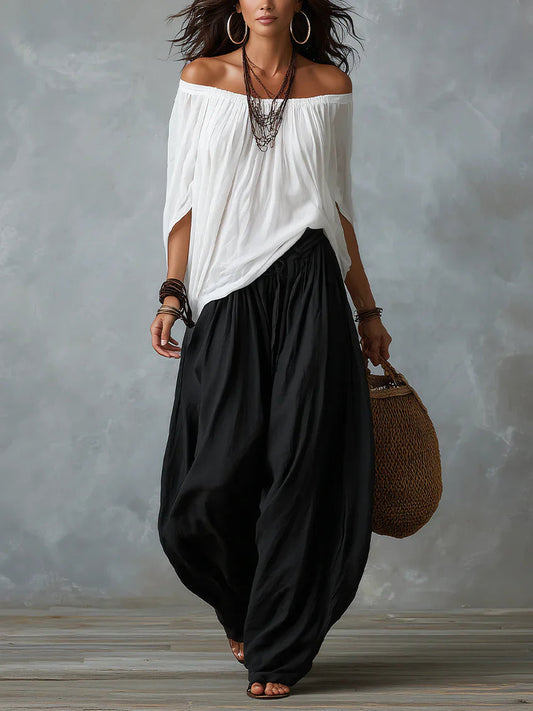 Joryna | Off-Shoulder Asymmetric Top Palazzo Trouser Set