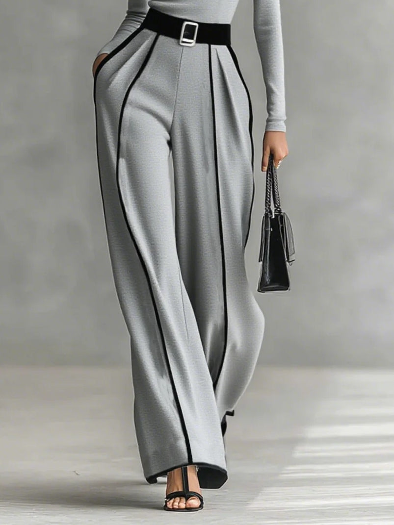 Karyssa - Wide Leg Belted Turtle Neck Set