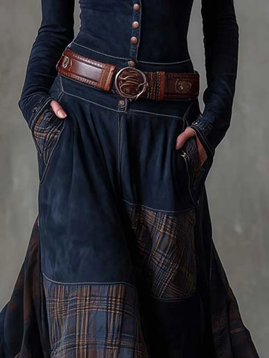 Eleza - Checked Maxi Dress With Belt