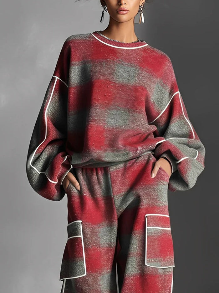 Naevia | Oversized Checked Lounge Set with Pockets