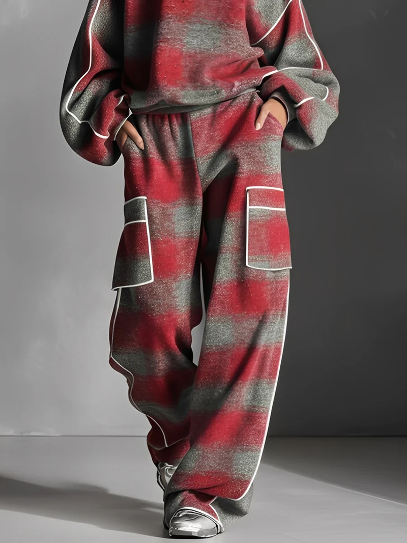 Naevia | Oversized Checked Lounge Set with Pockets
