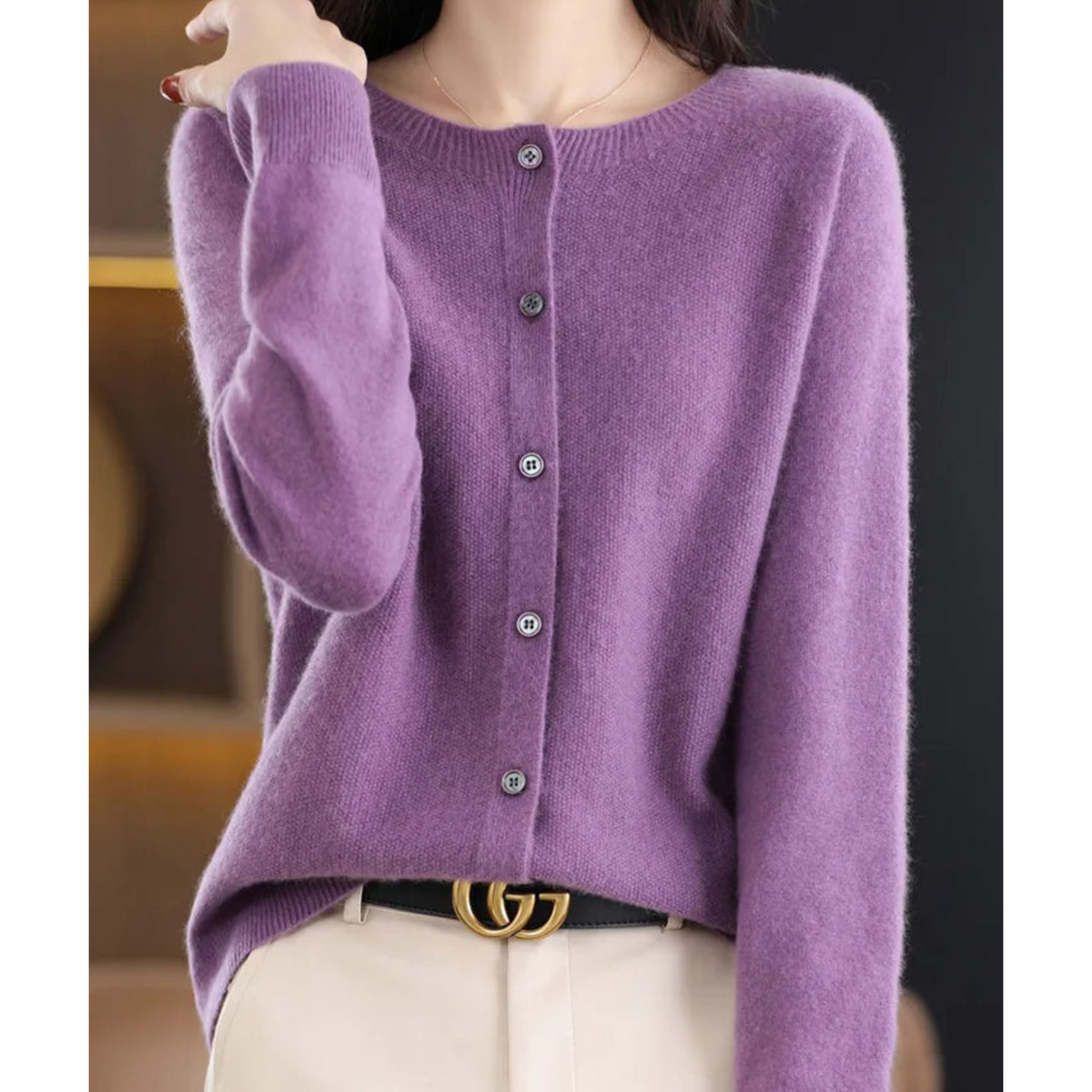 Mary | Cardigan with Round Neck and Long Sleeves