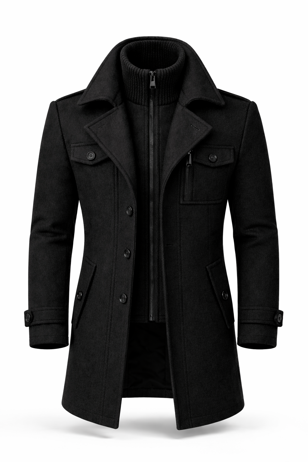 Erasmo | Textured Coat with Notched Lapels