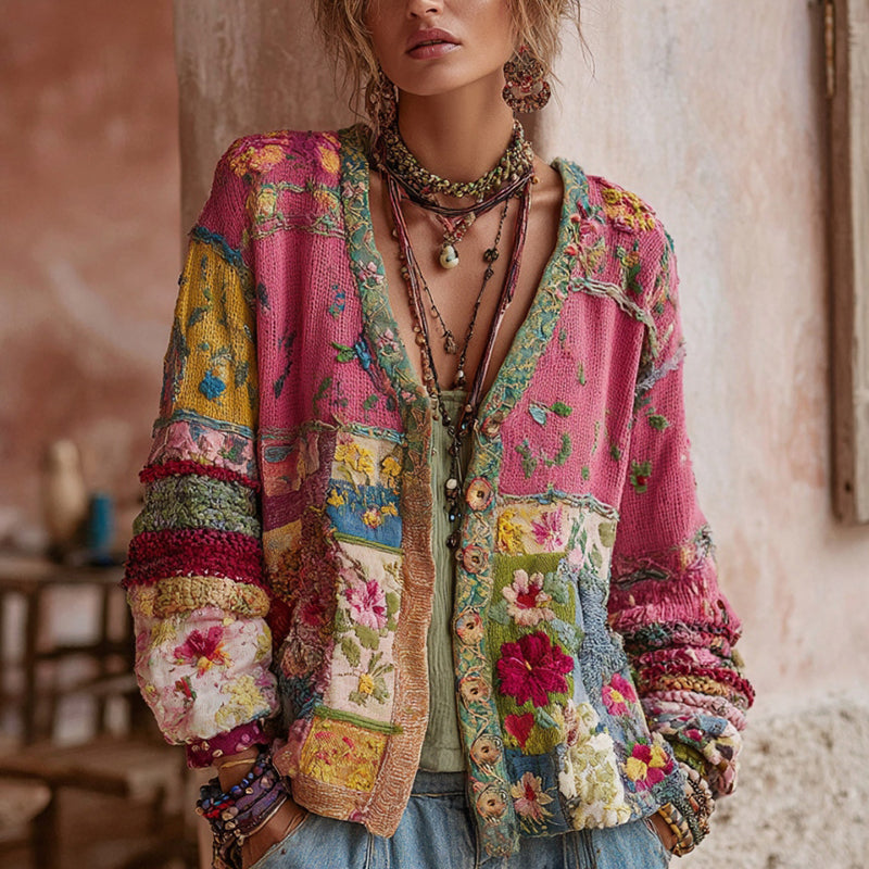 Riddle | Embroidered Chunky Knit Crochet Cardigan