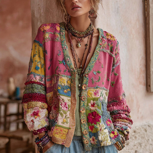 Riddle | Embroidered Chunky Knit Crochet Cardigan