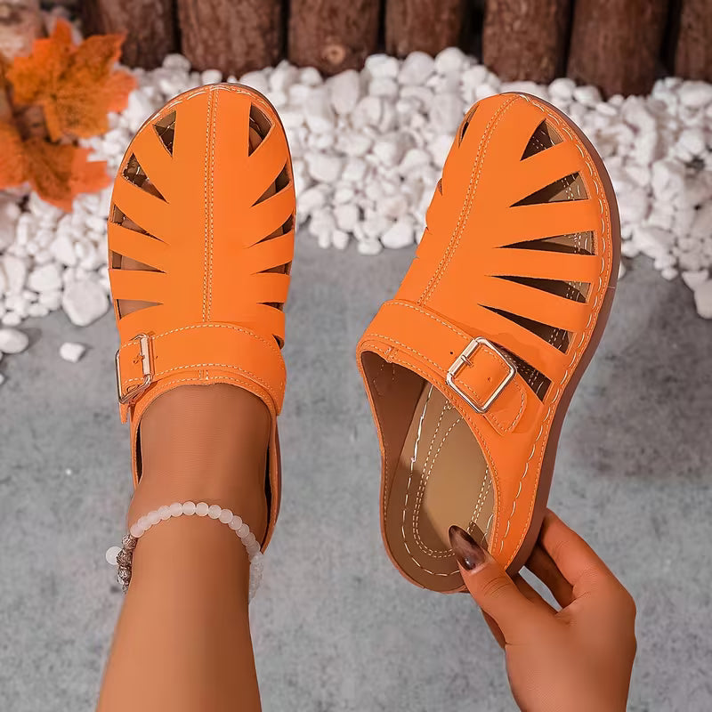 Alvena | Closed Toe Cutout Sandals with Buckle
