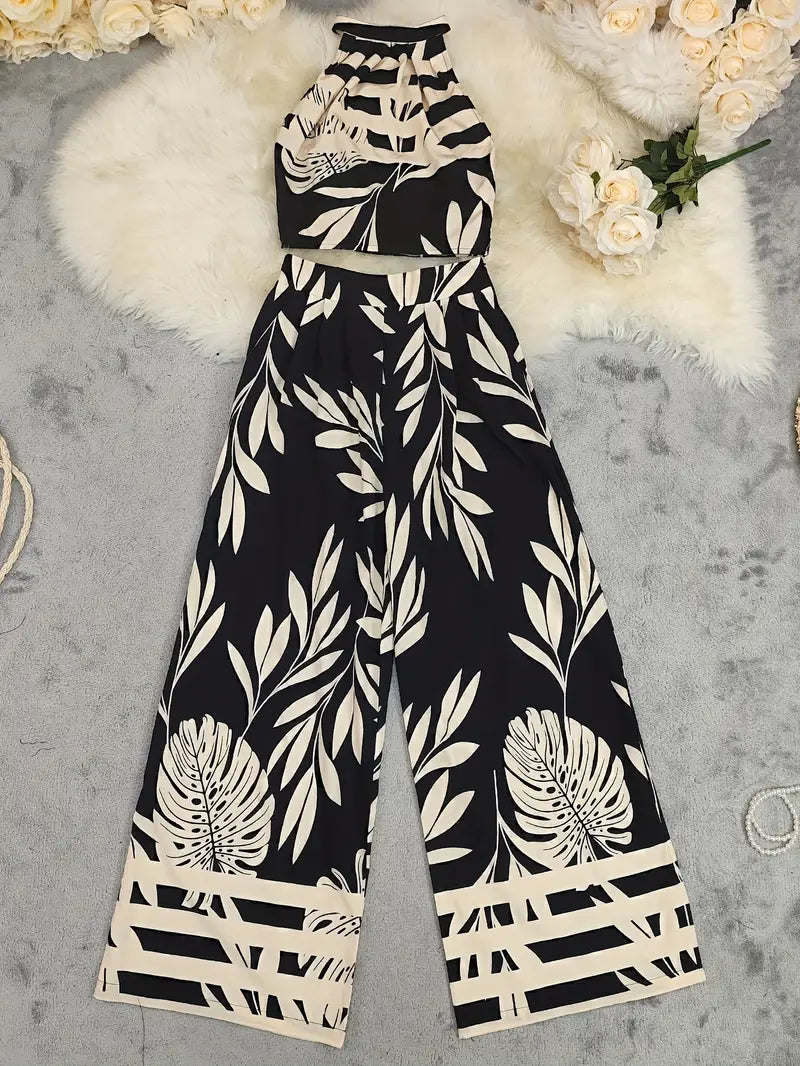 Zirina | Tropical Print Halter Two Piece Set