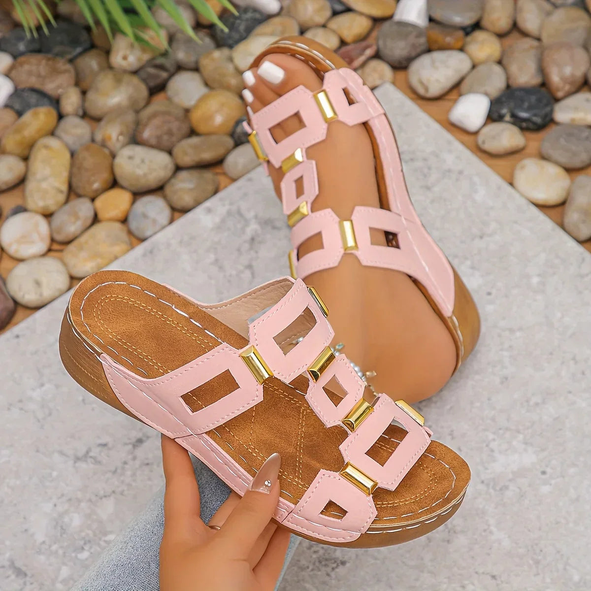 Norika | Open Toe Cut-Out Slide Sandals