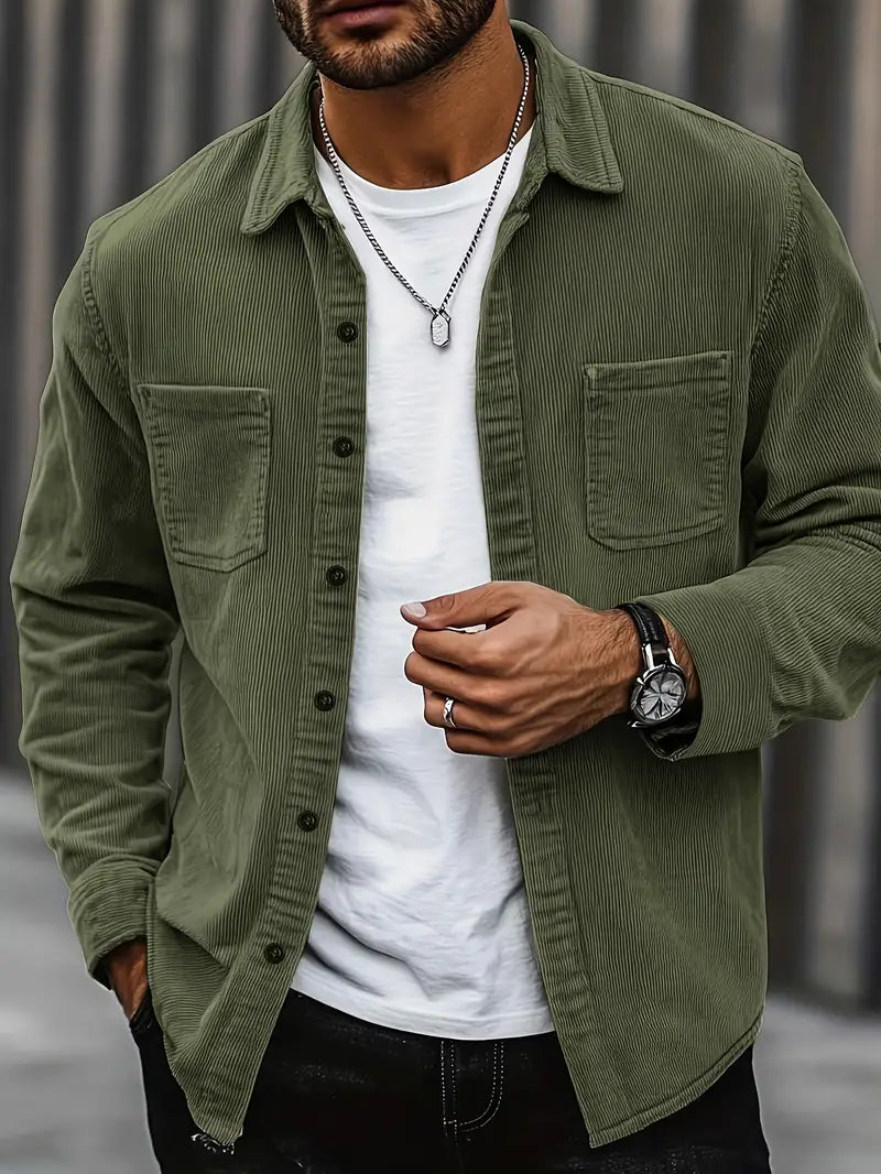 Rickey | Corduroy Button-Up Shirt with Chest Pockets