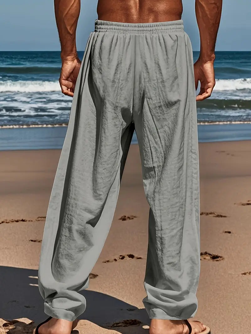 Babaev | Drawstring Wide Leg Linen-Style Trousers