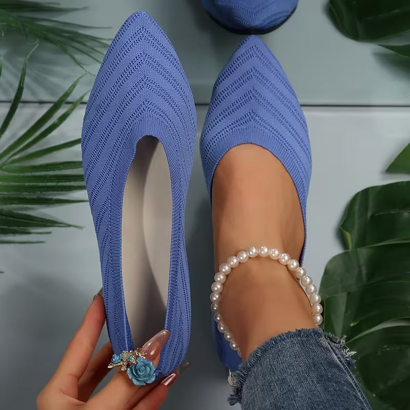 Mikya - Pointed Toe Knit Ballet Flats