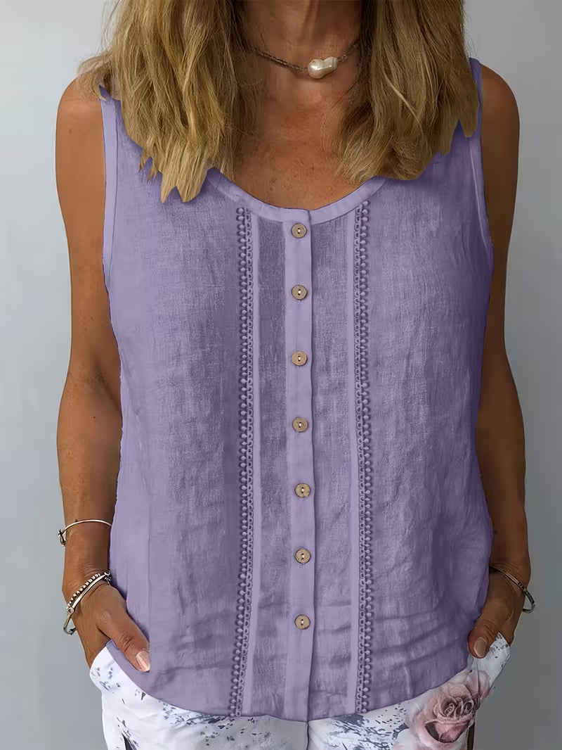 Elaris | Sleeveless Round Neck Top in Purple