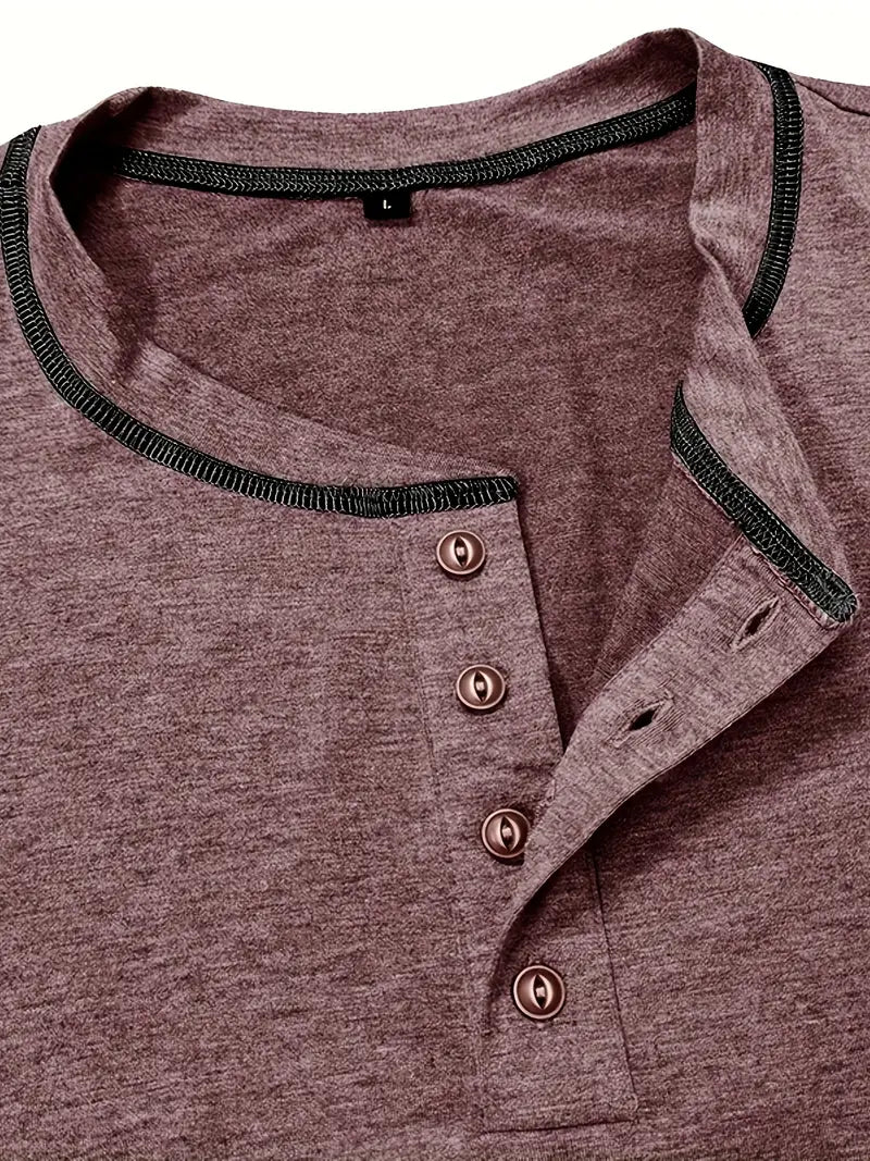 Orazio | Short Sleeve Henley Neck T-Shirt