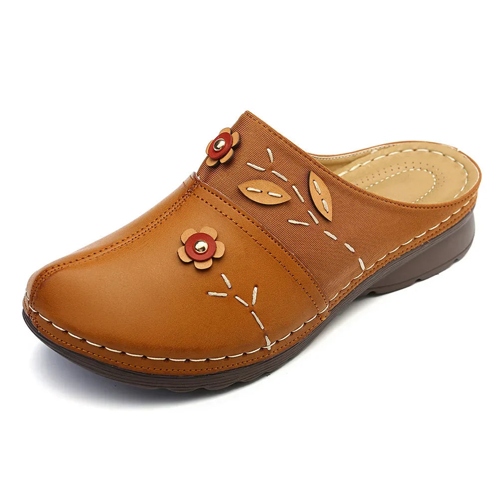 Janeth | Floral Stitch Slip-On Clogs