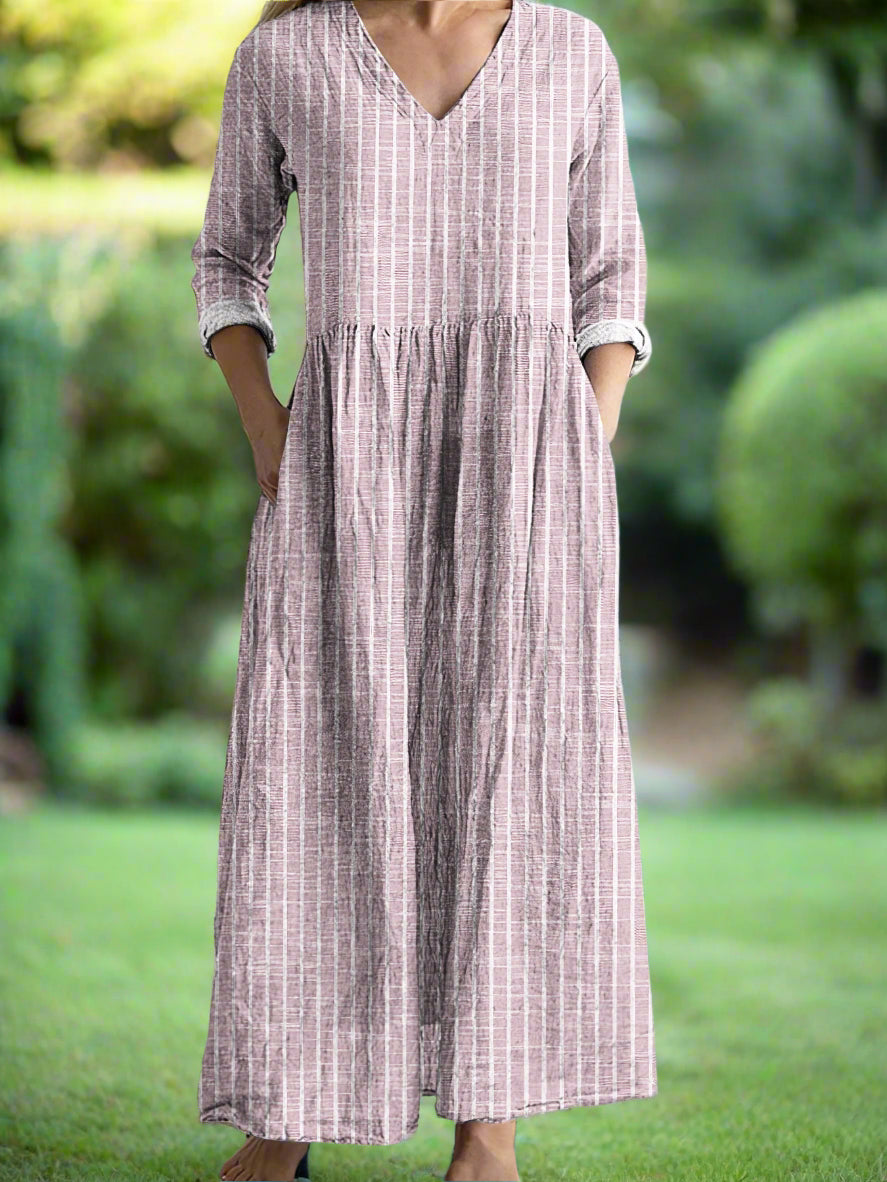 Gregoria | Striped V Neck Maxi Dress