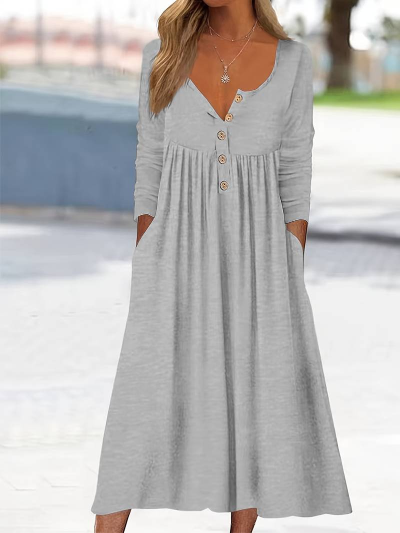 Imethma | Midi Dress Long Sleeve Button Front