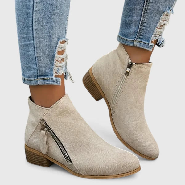 Michelle | Ankle Boots with Zippers and Block Heels