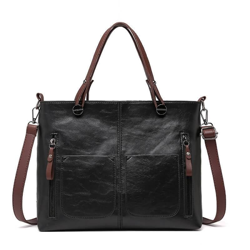 CarryNest - Vintage Brown Zip Pocket Tote Bag