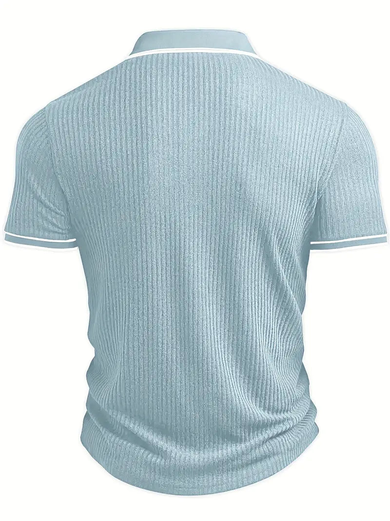 Orestis - Ribbed Short Sleeve Contrast Polo Shirt