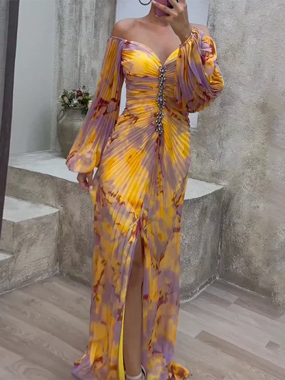 Hileni | Off Shoulder Printed Maxi Dress