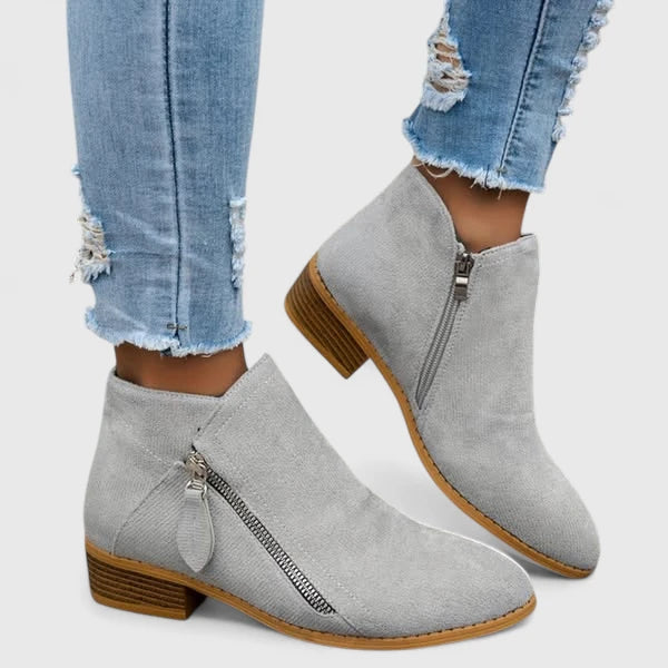 Michelle | Ankle Boots with Zippers and Block Heels