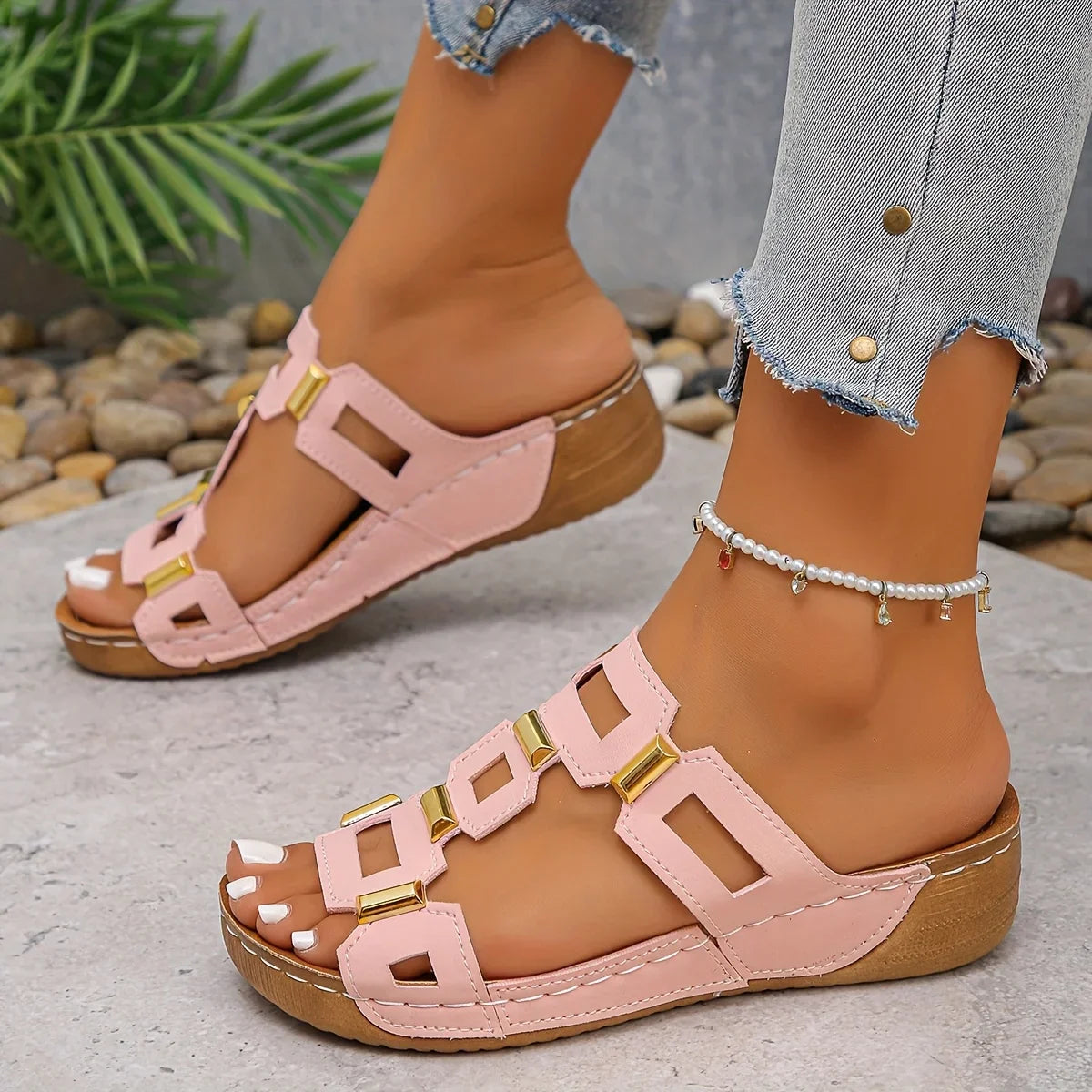 Norika | Open Toe Cut-Out Slide Sandals