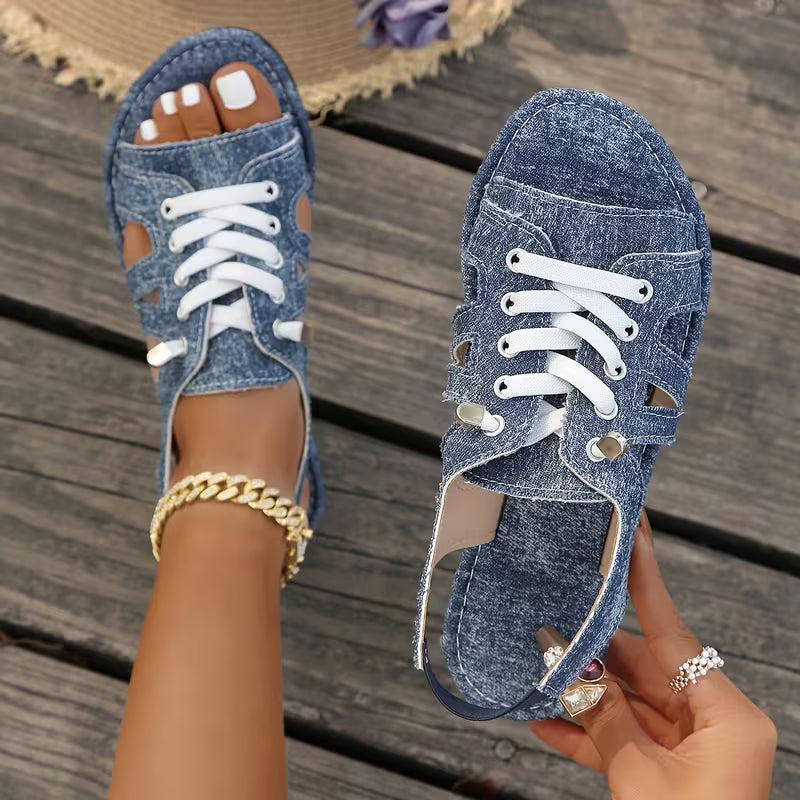 Samyn - Open Toe Lace Up Sandals