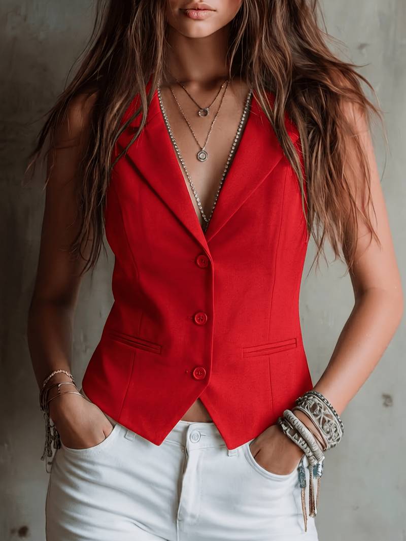Arden | Sleeveless Tailored Vest with Pockets