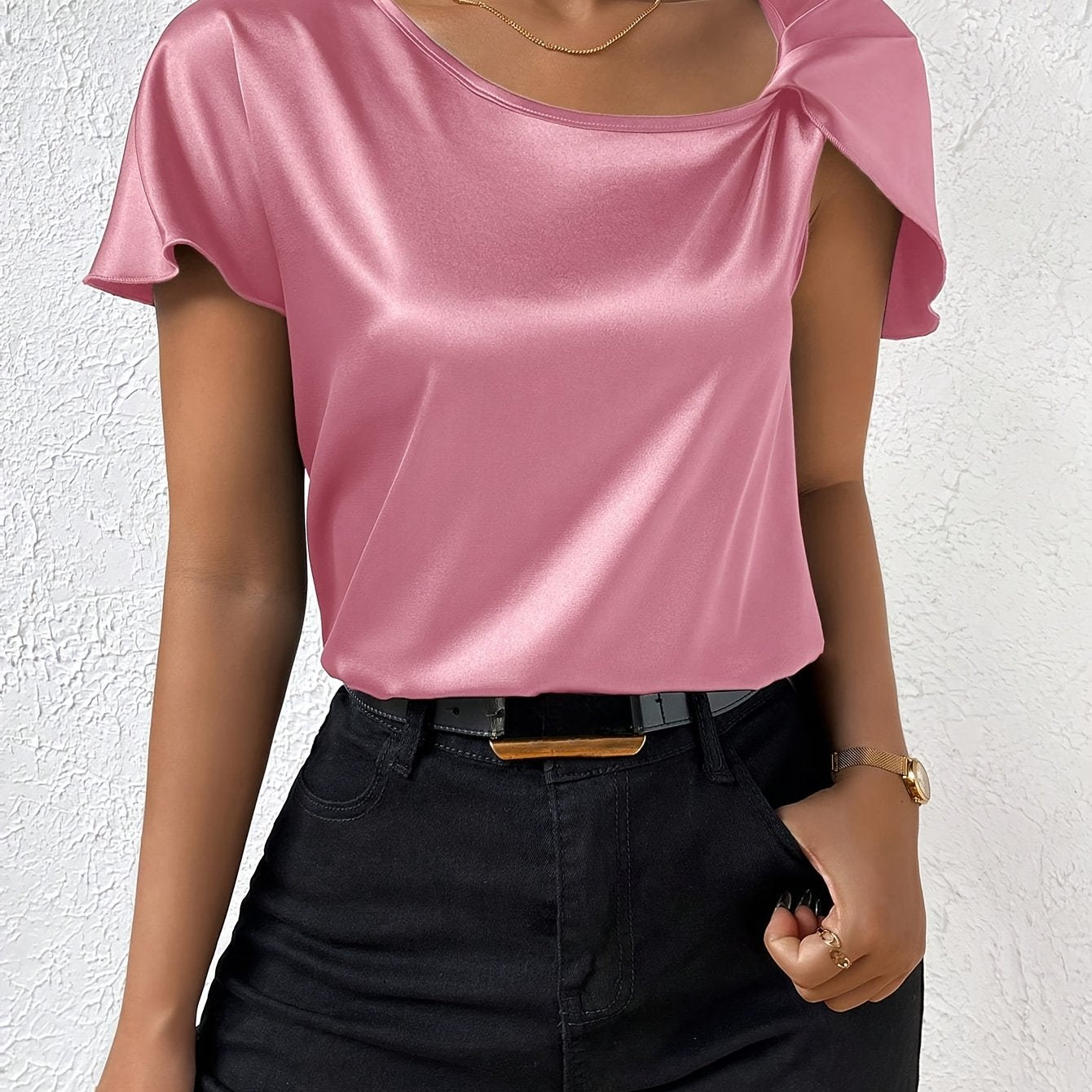 Loretta | Satin-Look Cape Sleeve Blouse