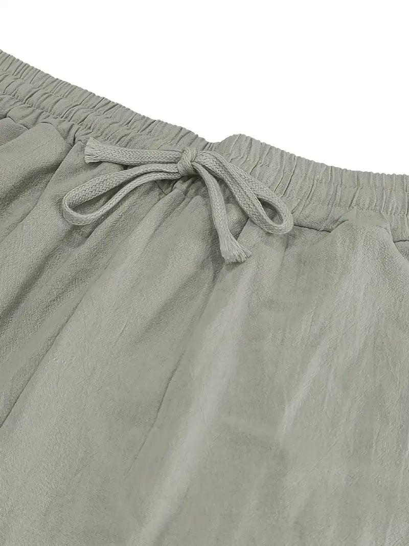 Babaev | Drawstring Wide Leg Linen-Style Trousers