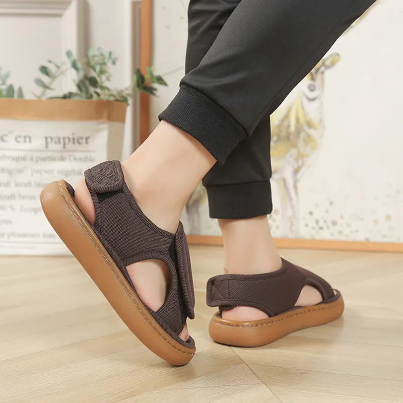 Karena | Adjustable Hook and Loop Open-Toe Sandals