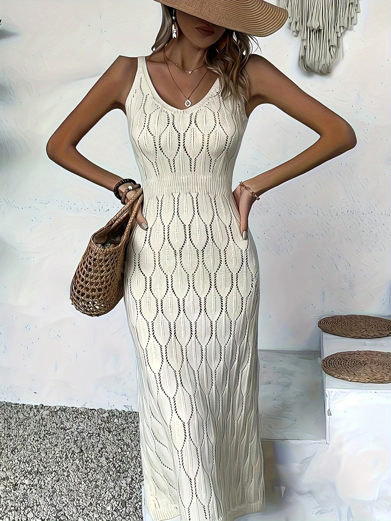 Luciana | Knitted V-Neck Sleeveless Midi Dress