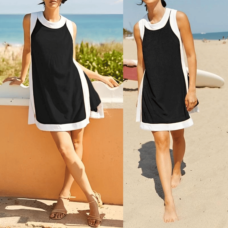 Swetlana | Sleeveless Colour Block Shift Dress