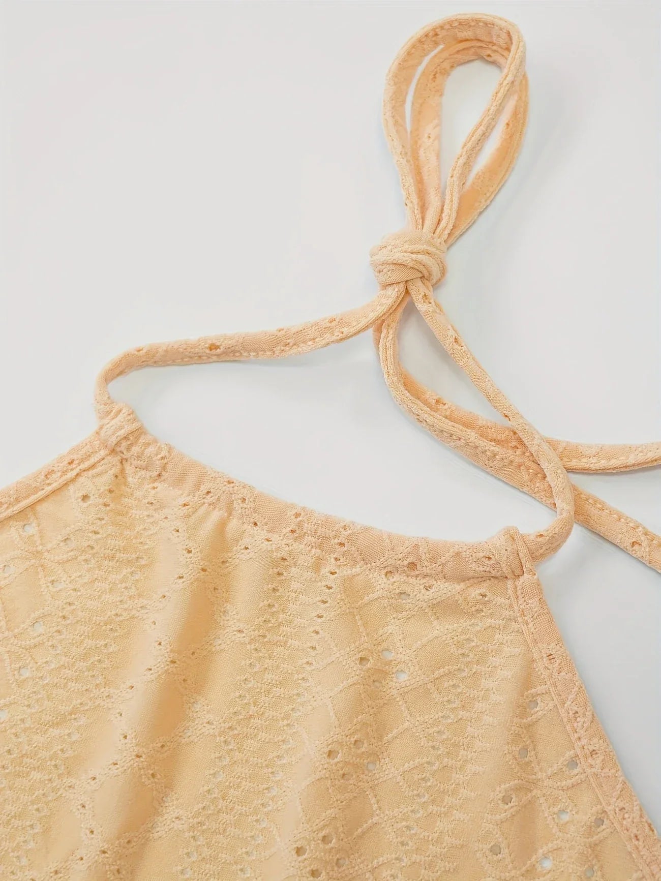 Despina | Halterneck Textured Crop Top Shorts Set